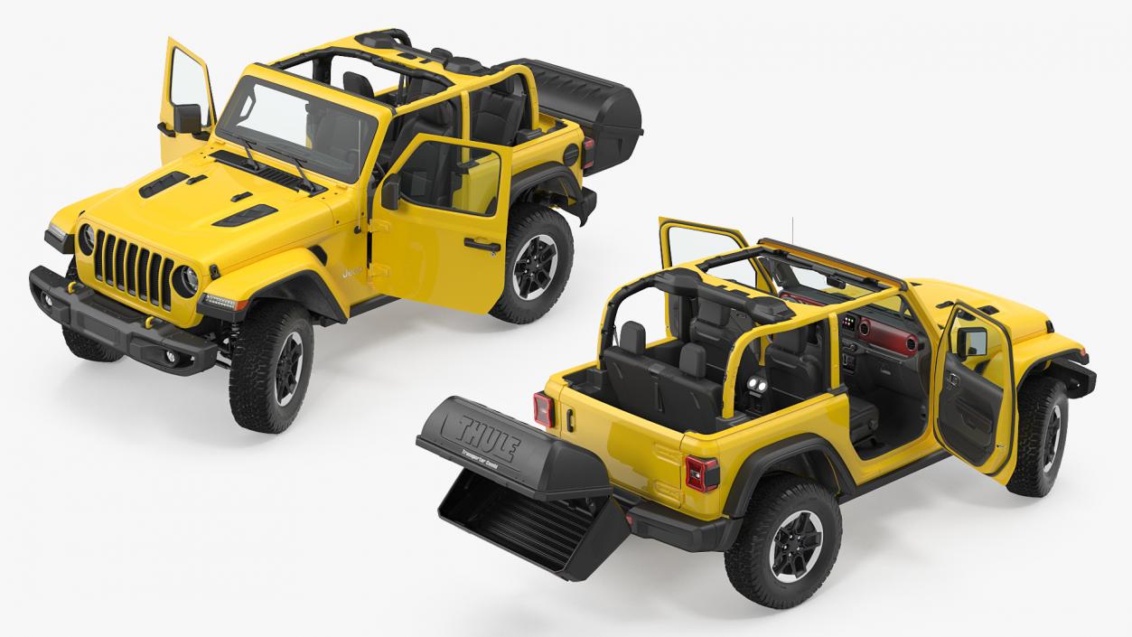 Jeep Wrangler with Thule Transporter Combi Rigged 3D model