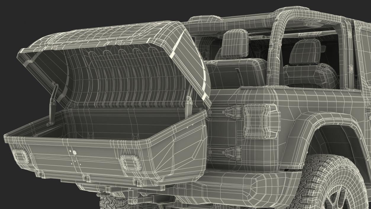 Jeep Wrangler with Thule Transporter Combi Rigged 3D model