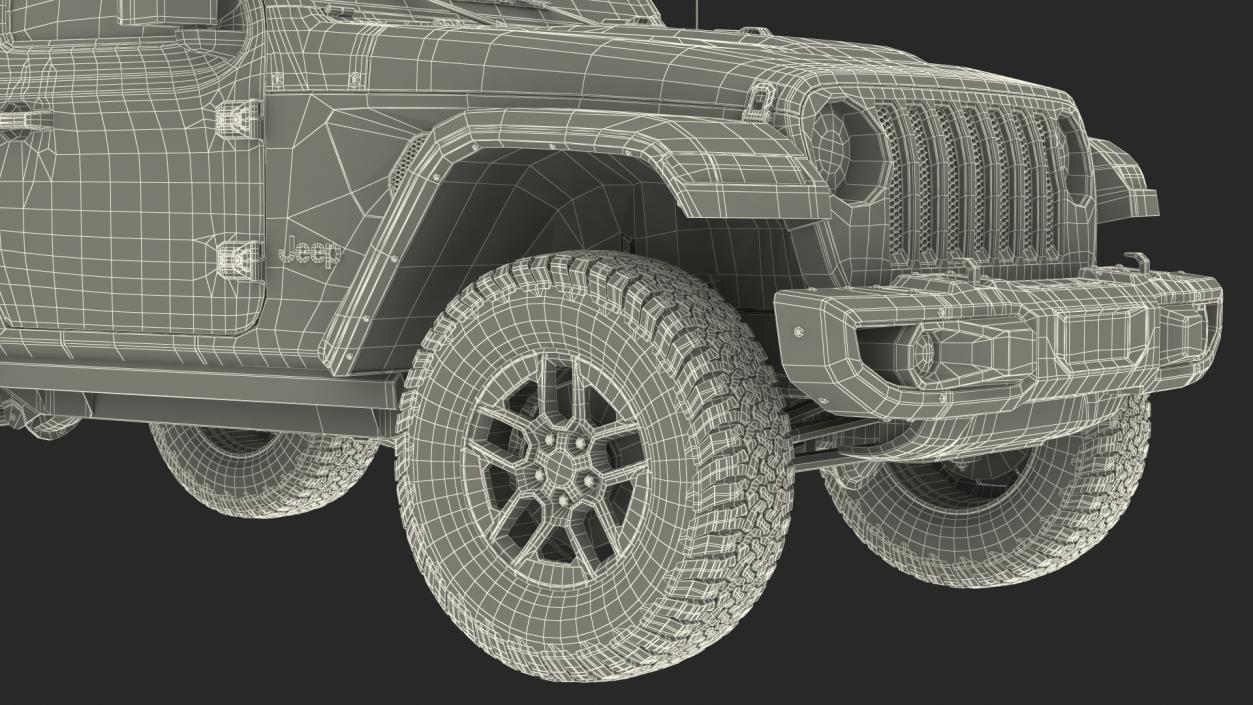 Jeep Wrangler with Thule Transporter Combi Rigged 3D model