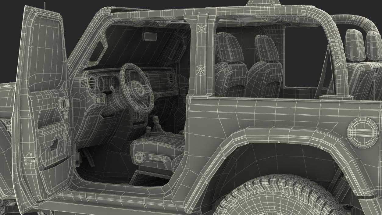 Jeep Wrangler with Thule Transporter Combi Rigged 3D model