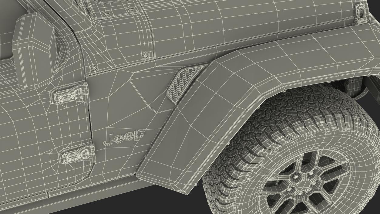 Jeep Wrangler with Thule Transporter Combi Rigged 3D model