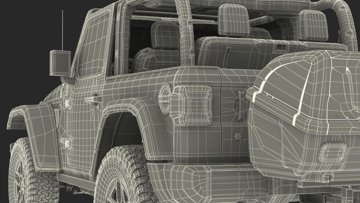 Jeep Wrangler with Thule Transporter Combi Rigged 3D model