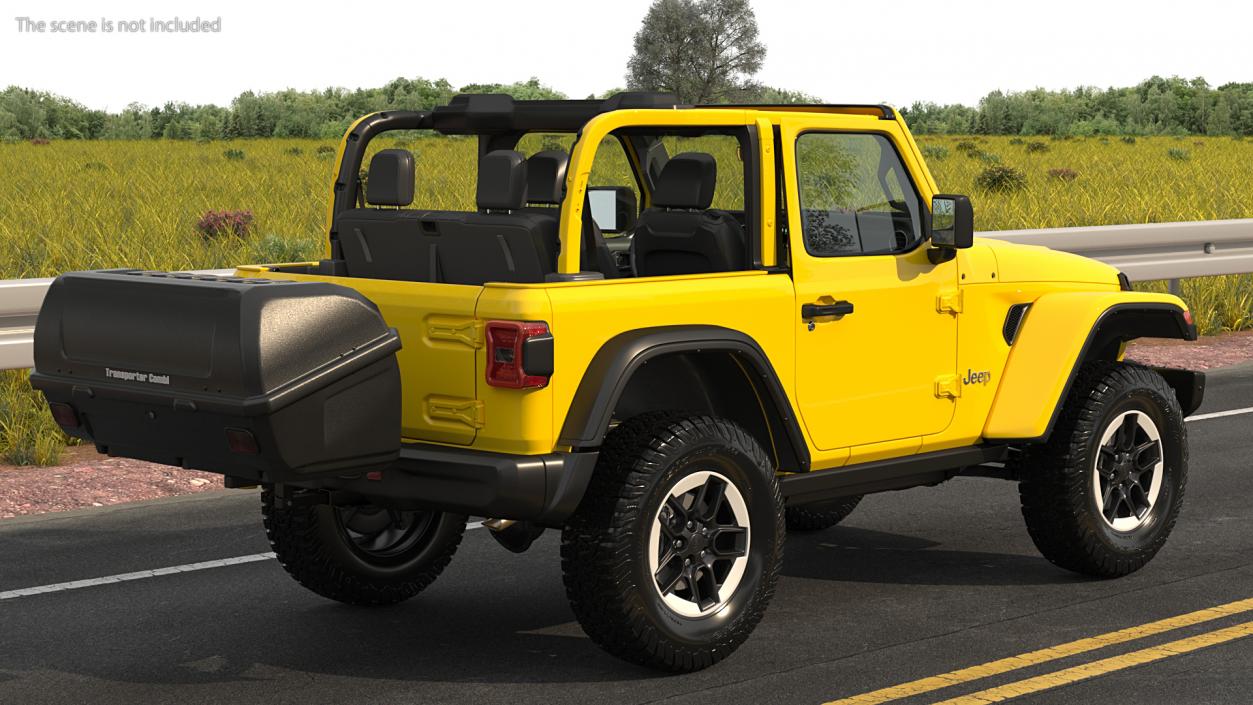 Jeep Wrangler with Thule Transporter Combi Rigged 3D model