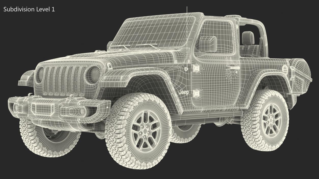 Jeep Wrangler with Thule Transporter Combi Rigged 3D model