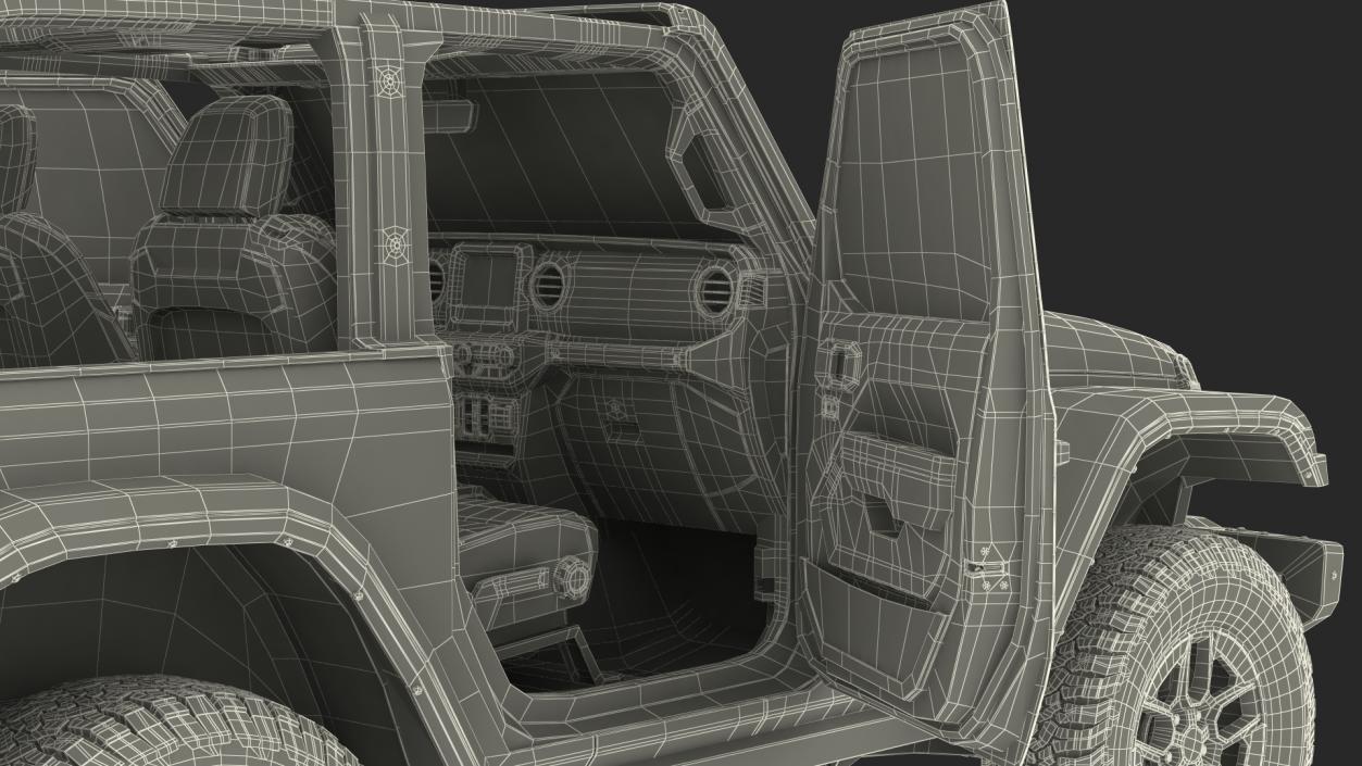 Jeep Wrangler with Thule Transporter Combi Rigged 3D model