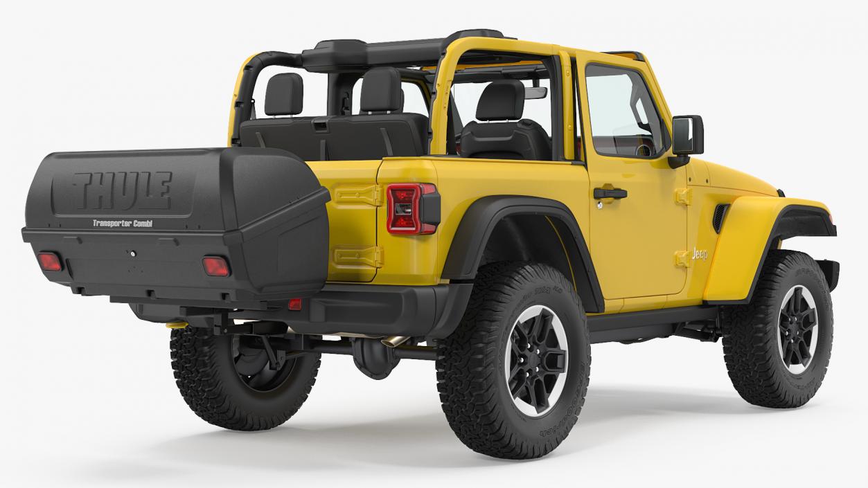 Jeep Wrangler with Thule Transporter Combi Rigged 3D model