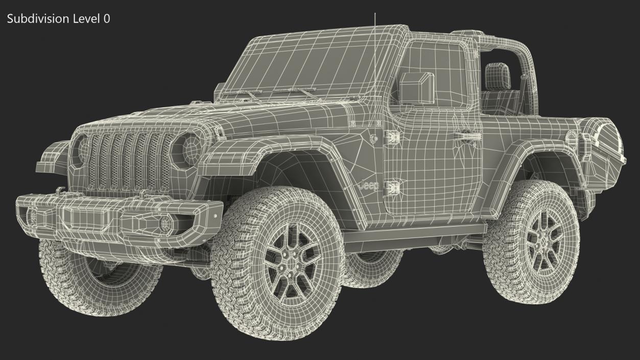 Jeep Wrangler with Thule Transporter Combi Rigged 3D model