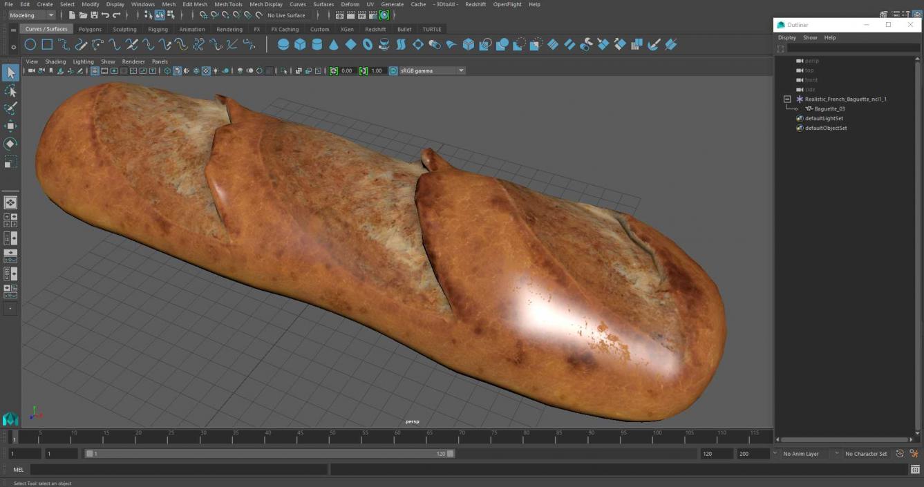 3D model Realistic French Baguette