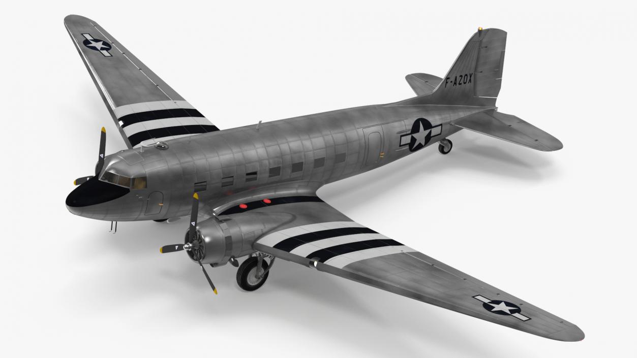 3D model WWII Douglas DC-3 Skytrain Aircraft