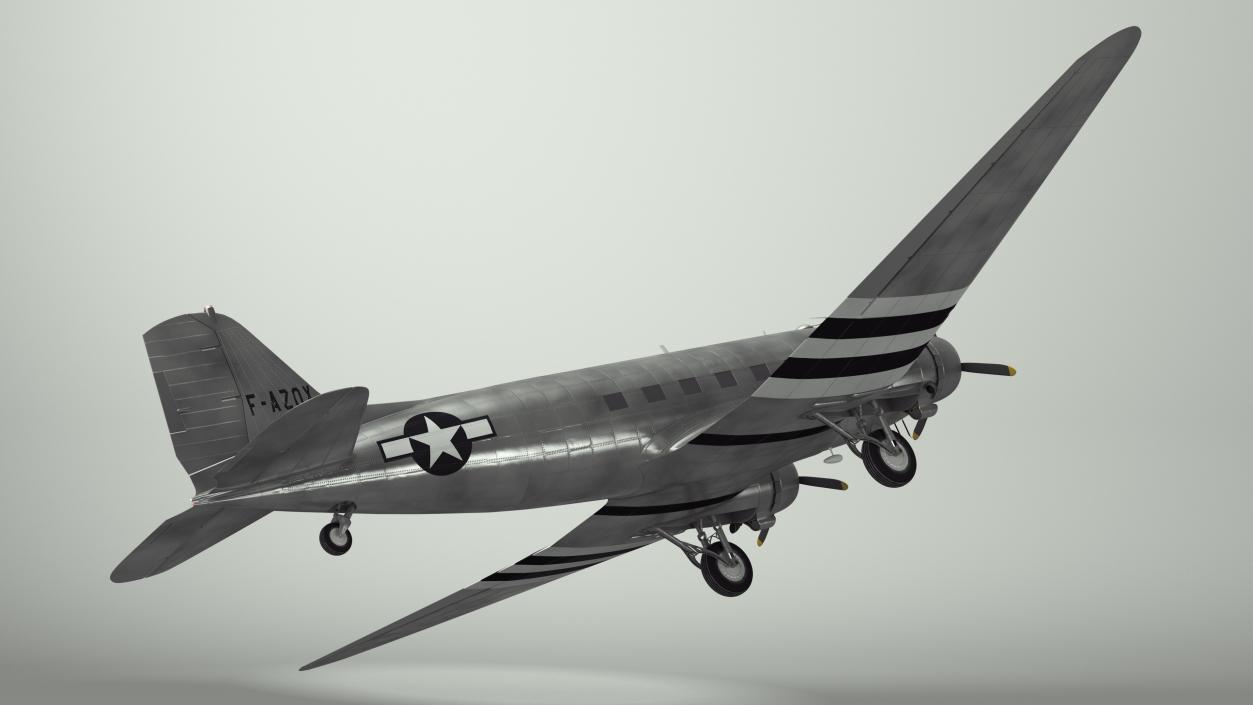 3D model WWII Douglas DC-3 Skytrain Aircraft