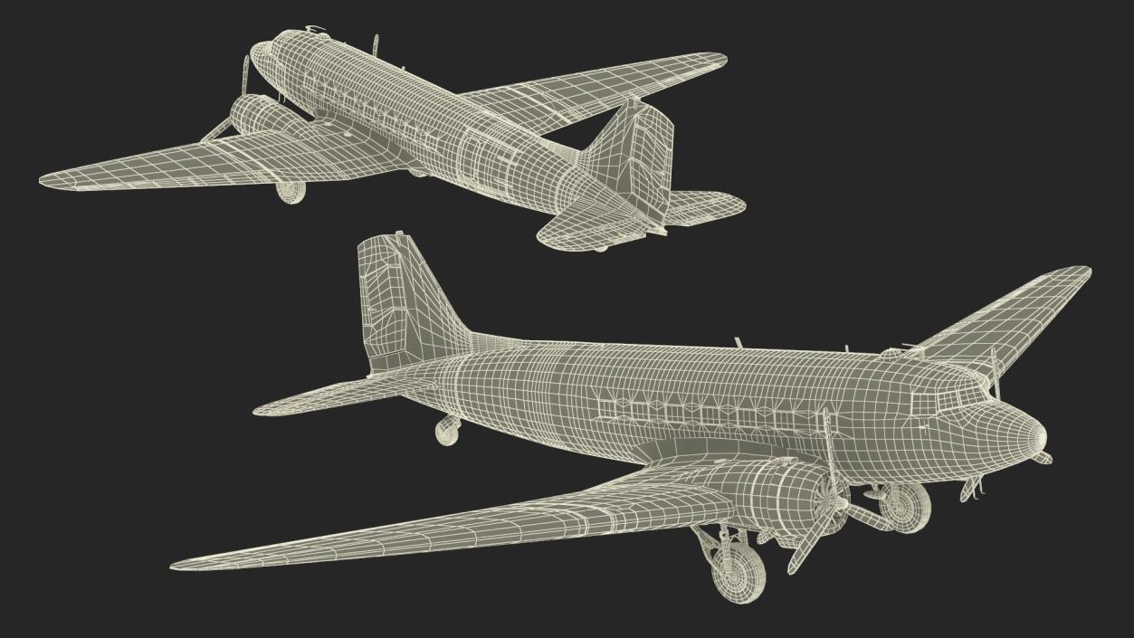 3D model WWII Douglas DC-3 Skytrain Aircraft