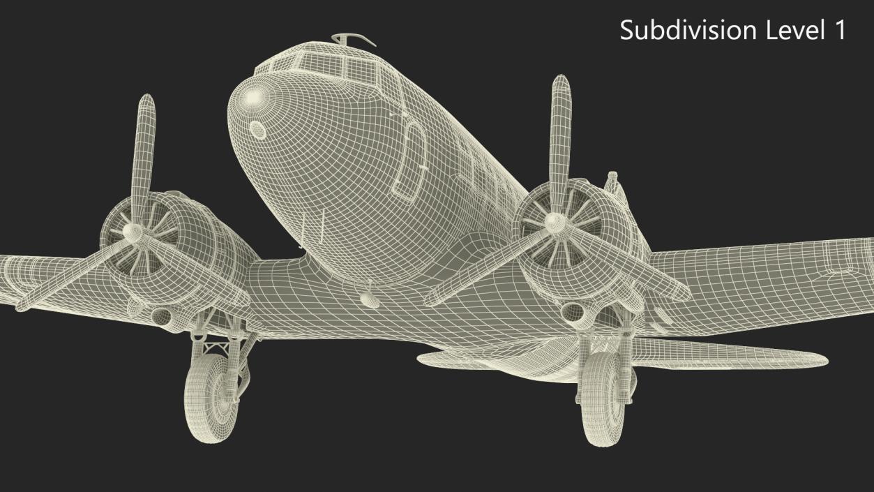 3D model WWII Douglas DC-3 Skytrain Aircraft