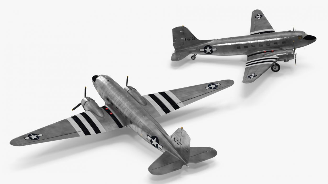 3D model WWII Douglas DC-3 Skytrain Aircraft