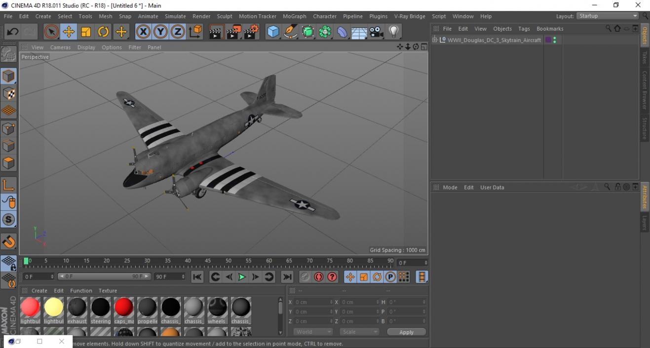 3D model WWII Douglas DC-3 Skytrain Aircraft