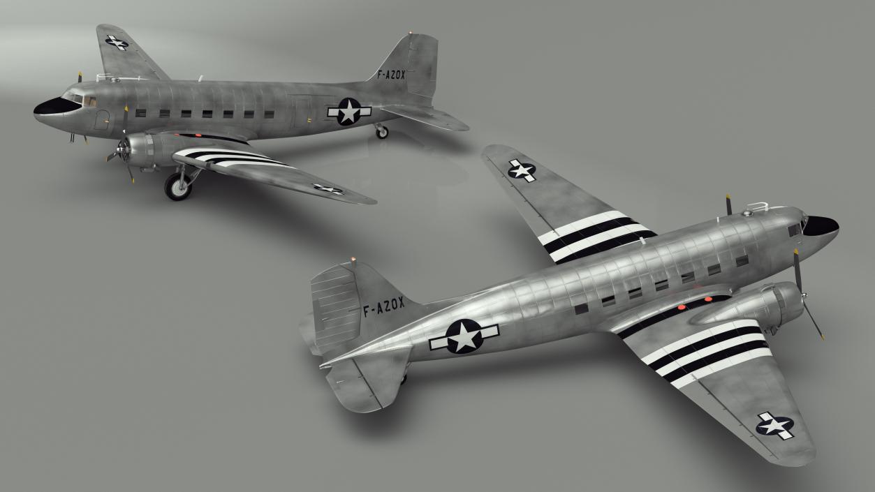 3D model WWII Douglas DC-3 Skytrain Aircraft