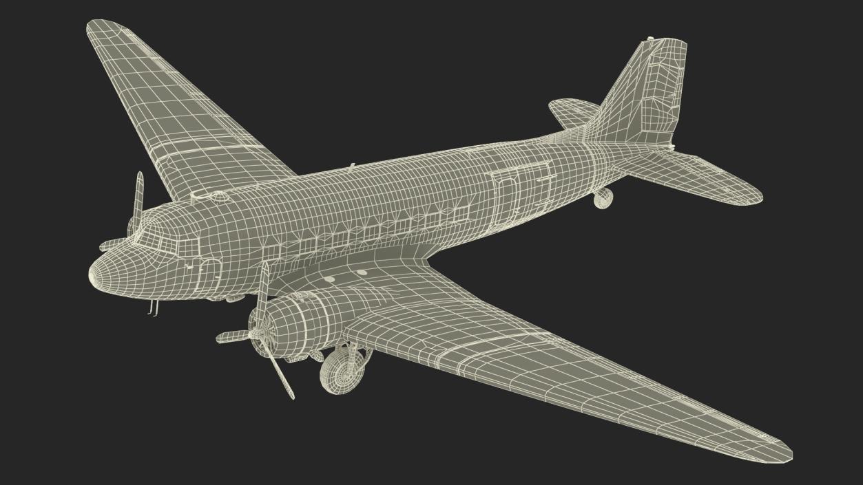 3D model WWII Douglas DC-3 Skytrain Aircraft