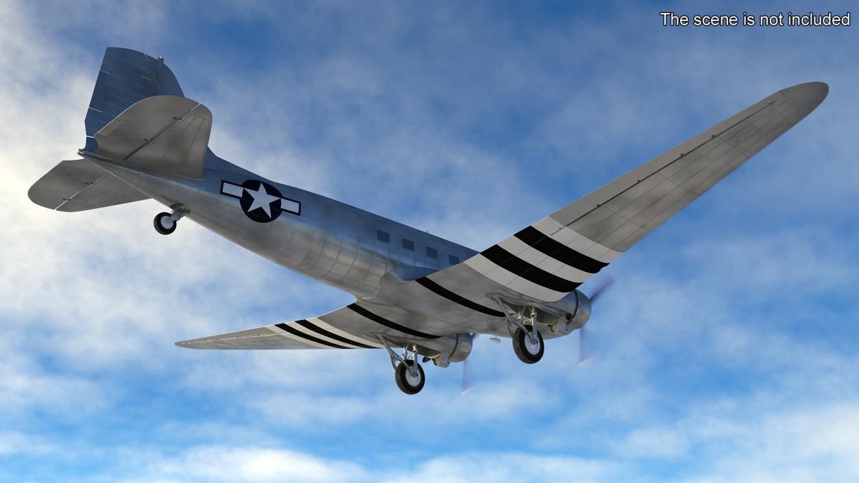 3D model WWII Douglas DC-3 Skytrain Aircraft