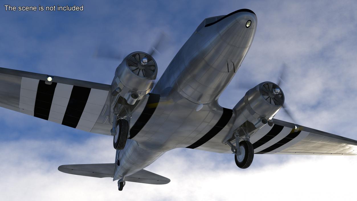 3D model WWII Douglas DC-3 Skytrain Aircraft