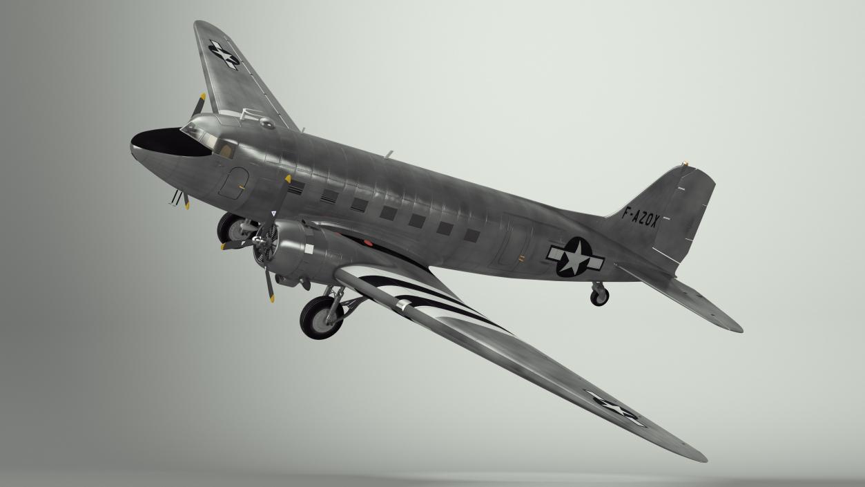 3D model WWII Douglas DC-3 Skytrain Aircraft