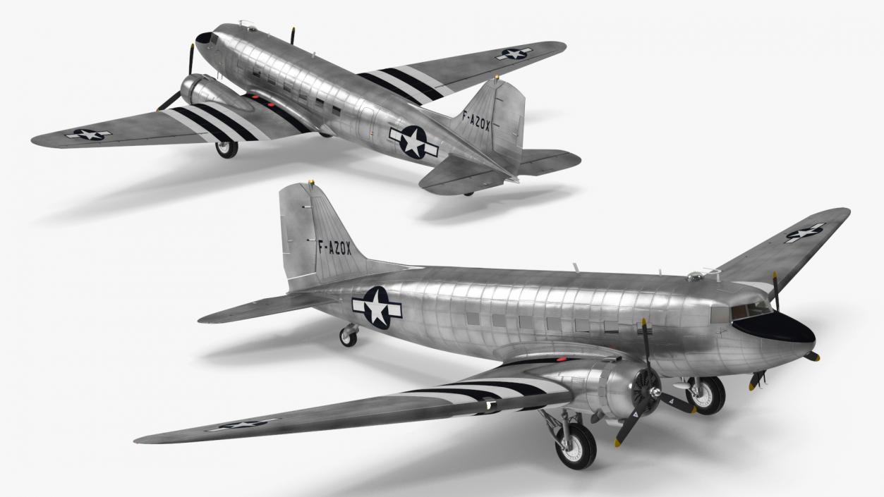 3D model WWII Douglas DC-3 Skytrain Aircraft