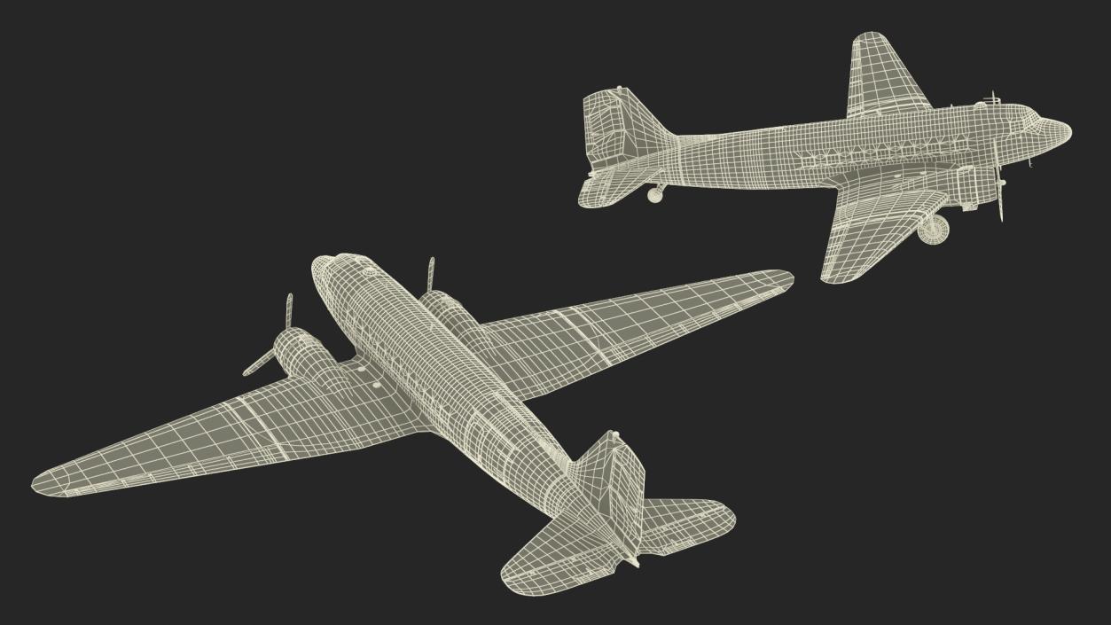 3D model WWII Douglas DC-3 Skytrain Aircraft