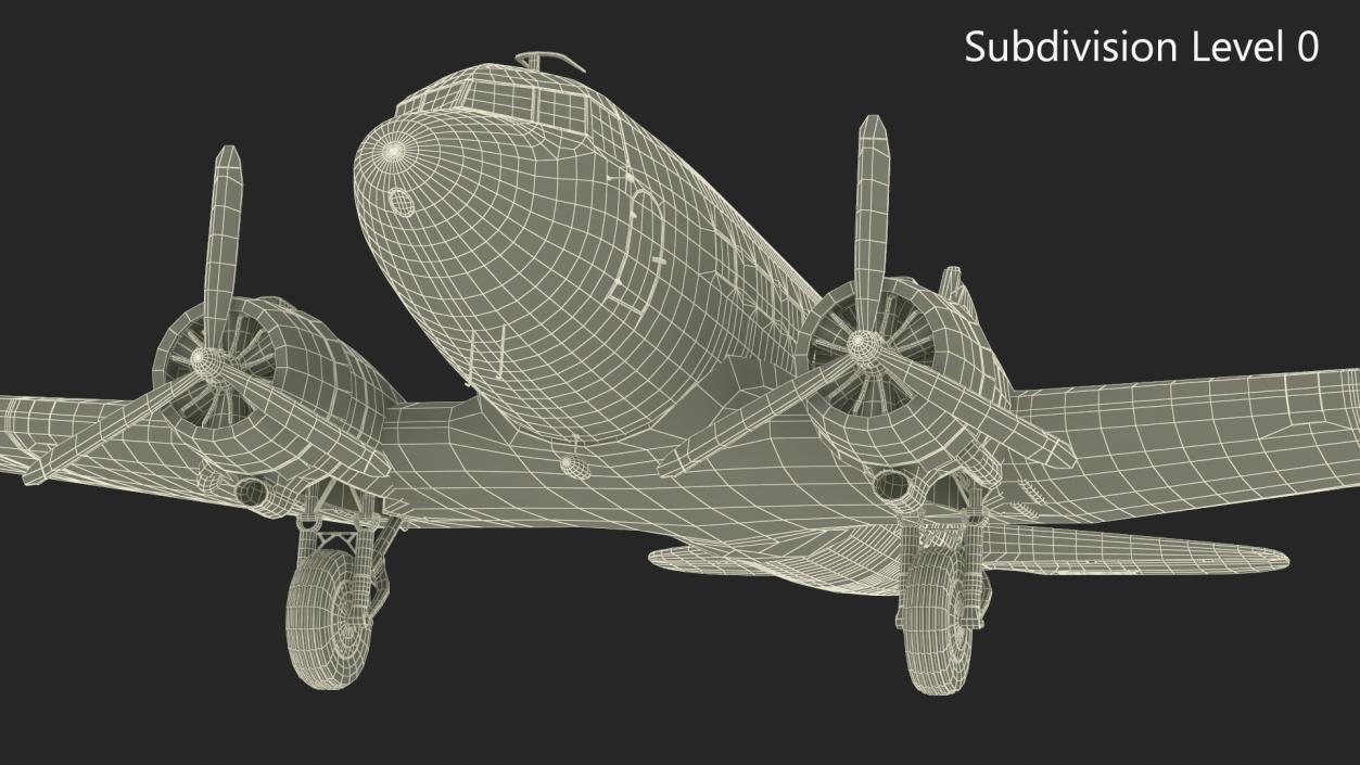 3D model WWII Douglas DC-3 Skytrain Aircraft