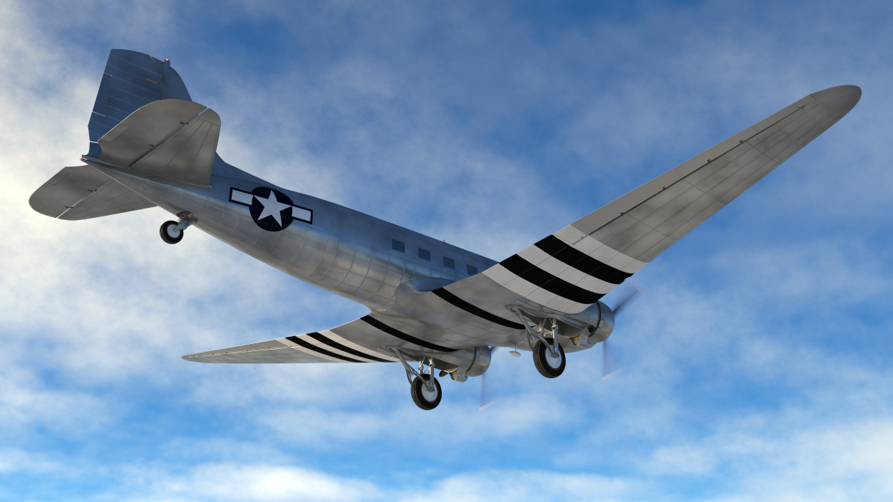 3D model WWII Douglas DC-3 Skytrain Aircraft