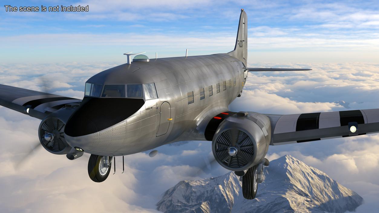 3D model WWII Douglas DC-3 Skytrain Aircraft