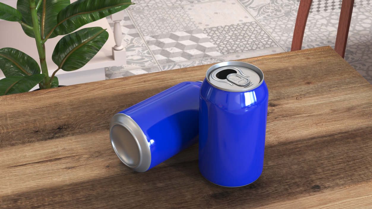 3D Aluminum Beverage Can Opened model