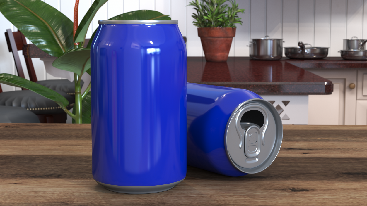 3D Aluminum Beverage Can Opened model