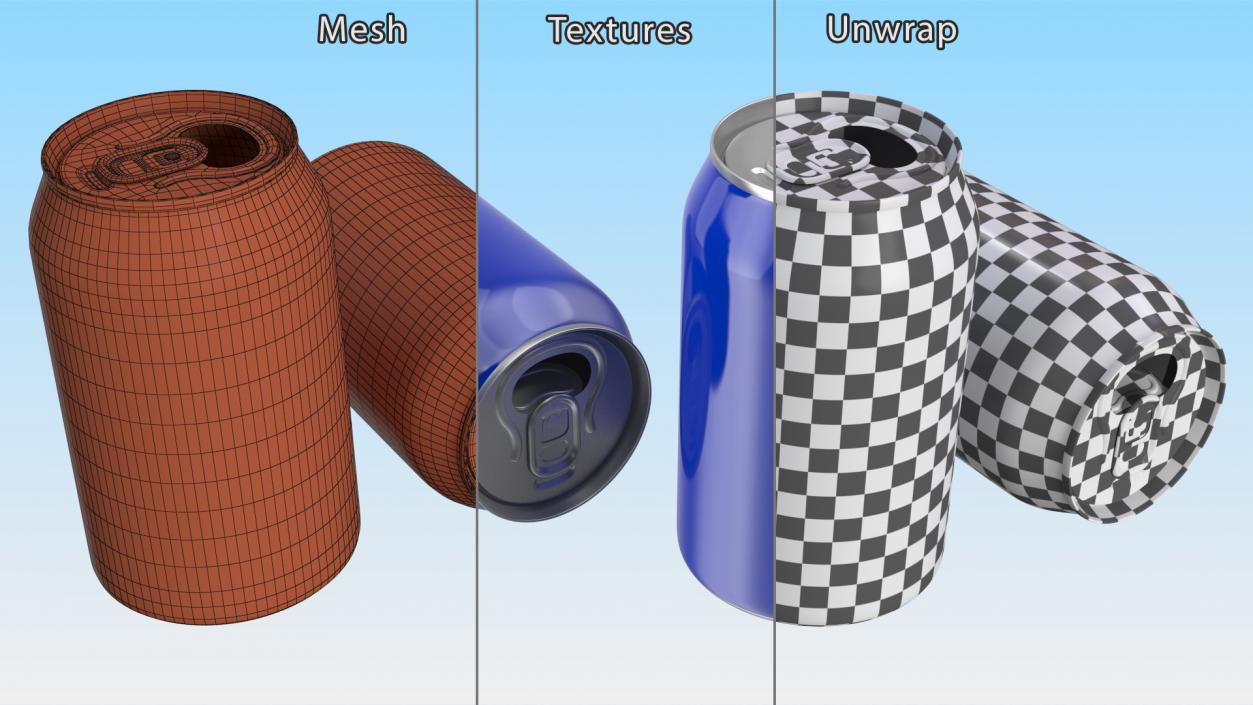 3D Aluminum Beverage Can Opened model