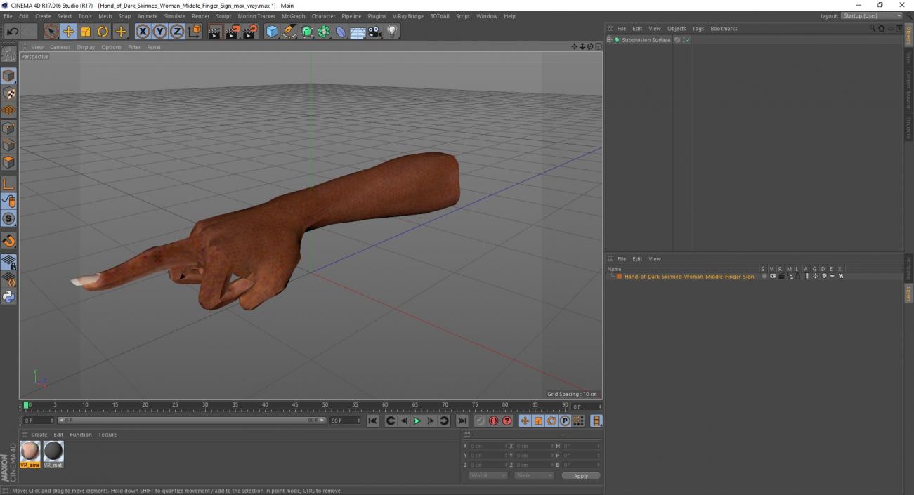 3D model Hand of Dark Skinned Woman Middle Finger Sign