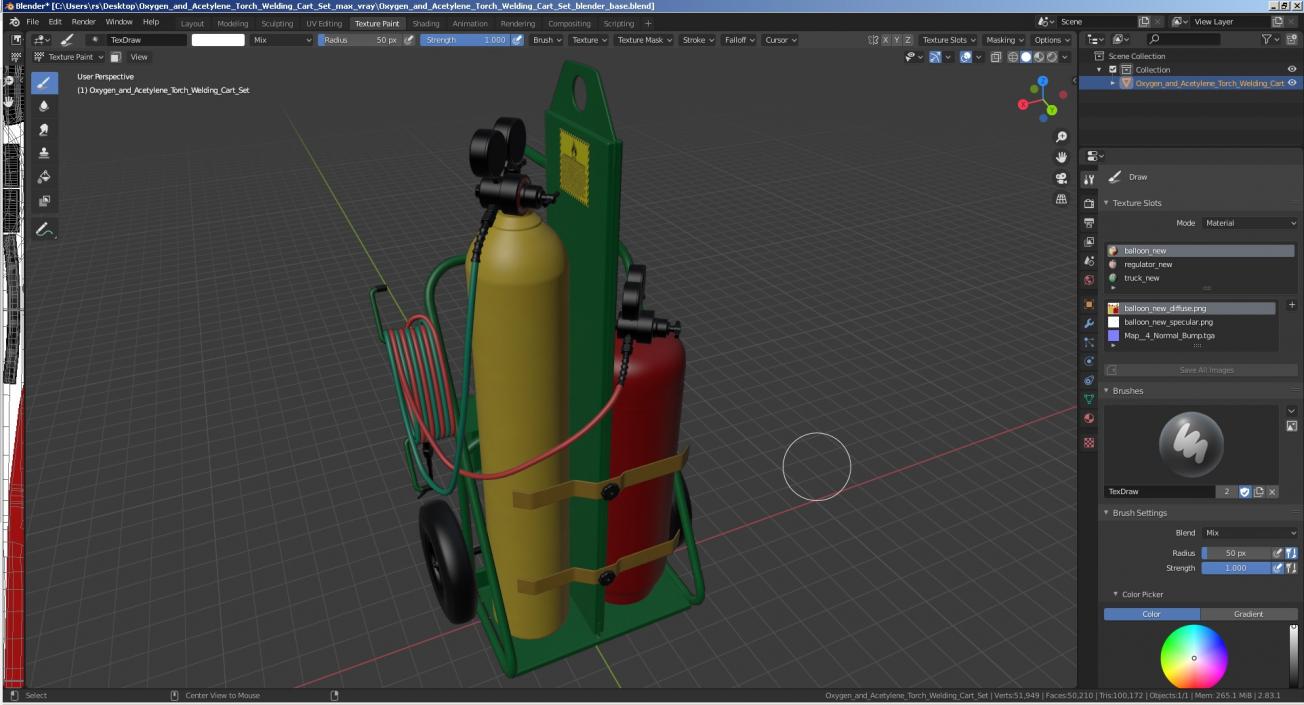 3D Oxygen and Acetylene Torch Welding Cart Set model