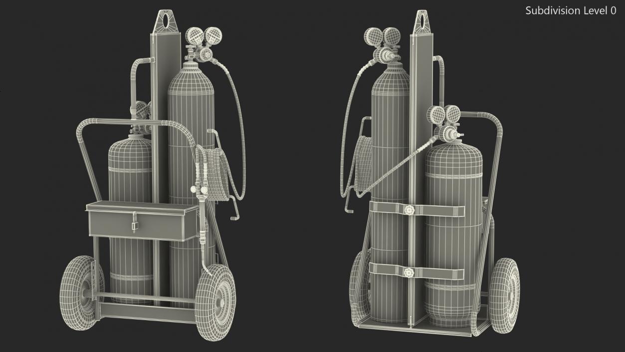 3D Oxygen and Acetylene Torch Welding Cart Set model