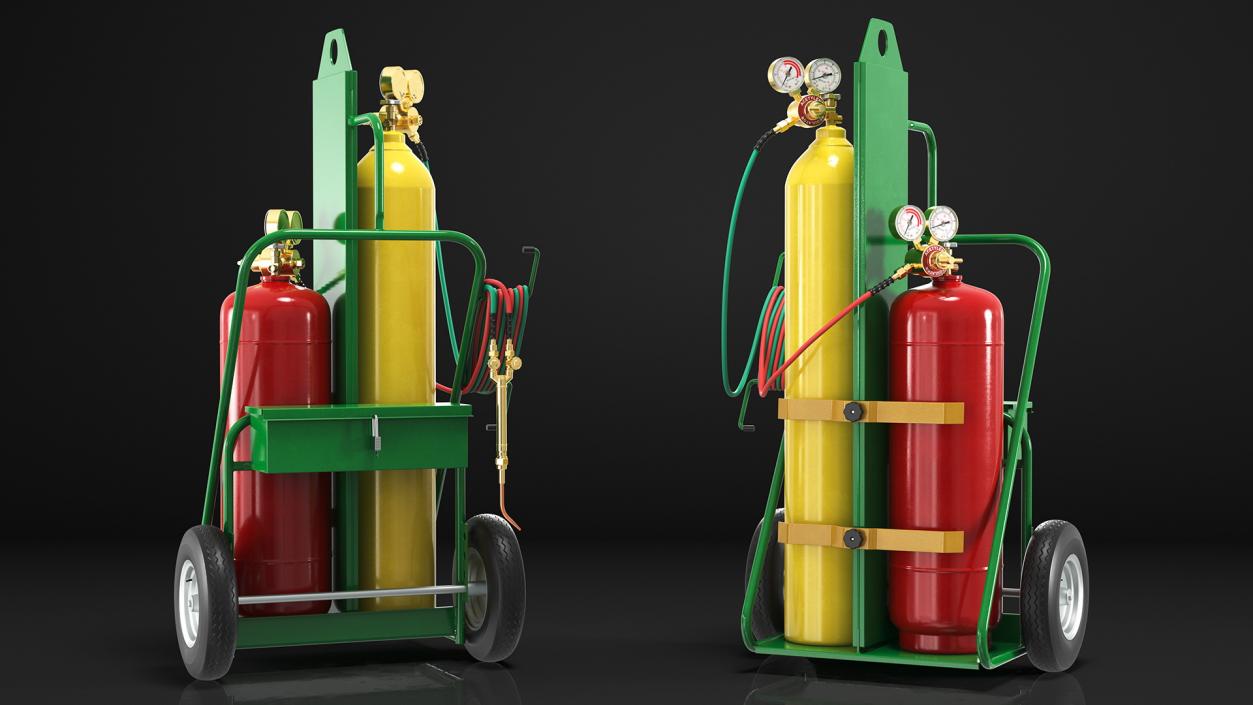 3D Oxygen and Acetylene Torch Welding Cart Set model