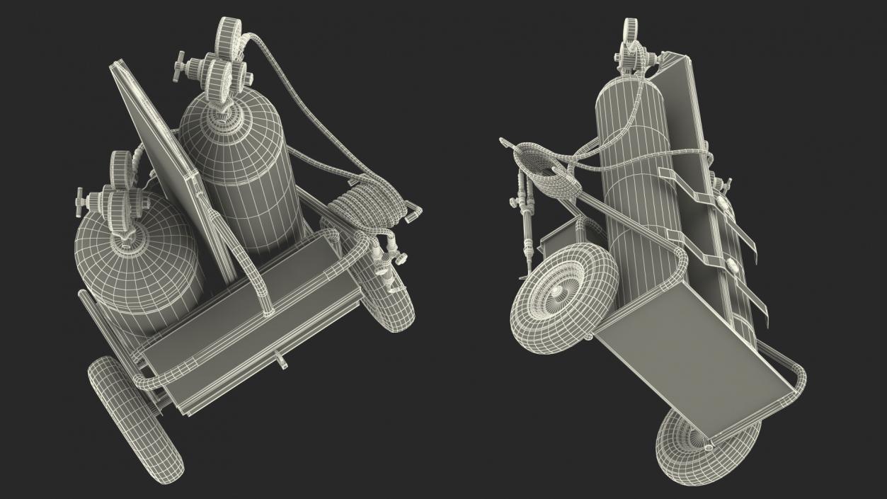 3D Oxygen and Acetylene Torch Welding Cart Set model