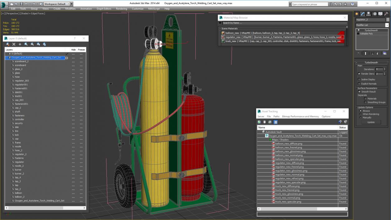 3D Oxygen and Acetylene Torch Welding Cart Set model