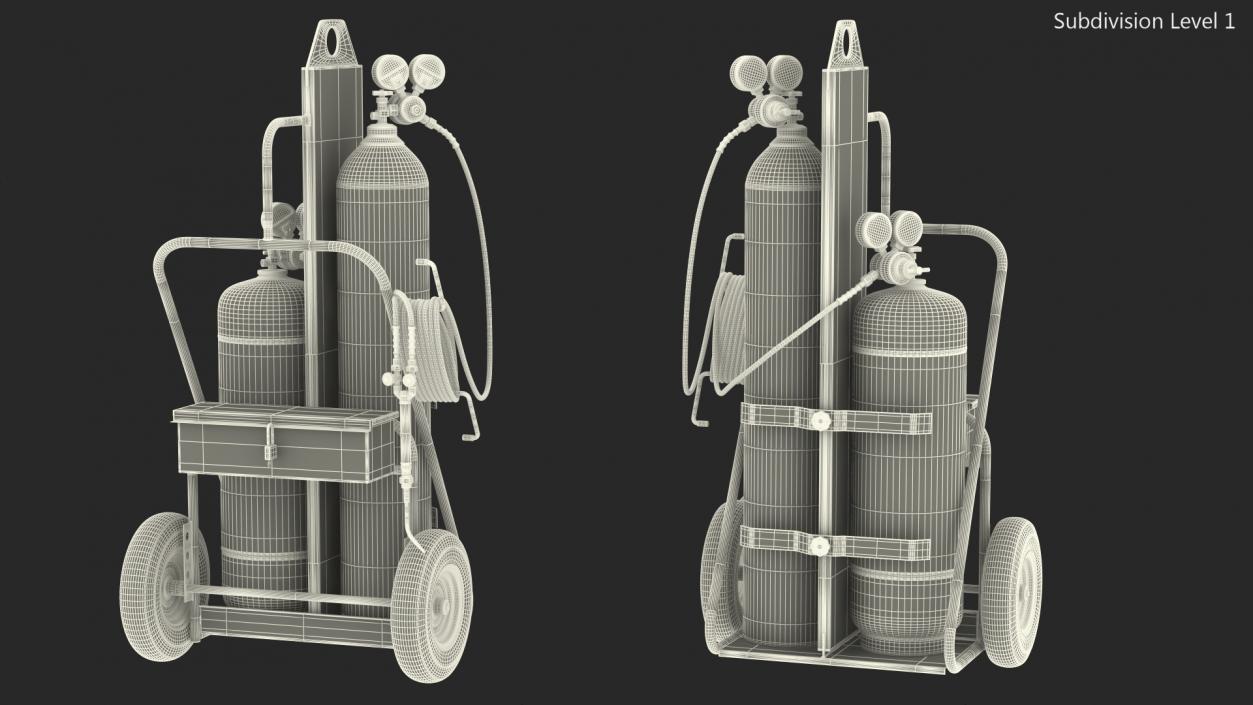 3D Oxygen and Acetylene Torch Welding Cart Set model