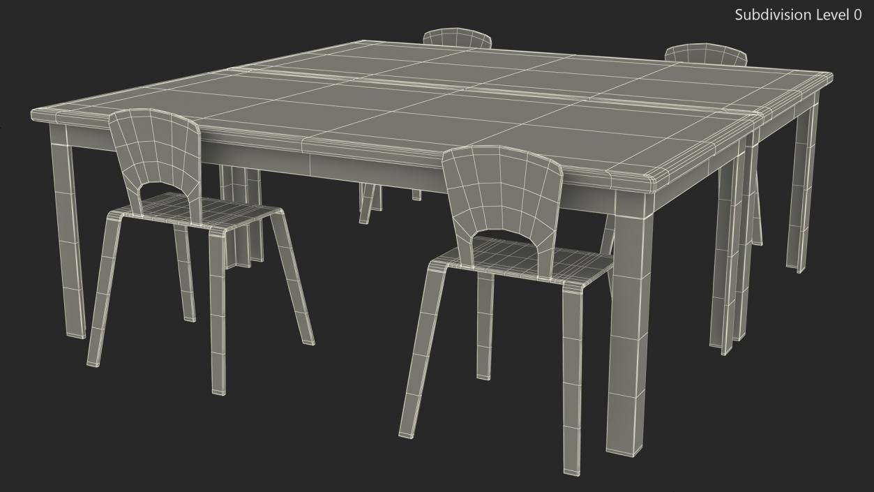 3D model Square Library Table