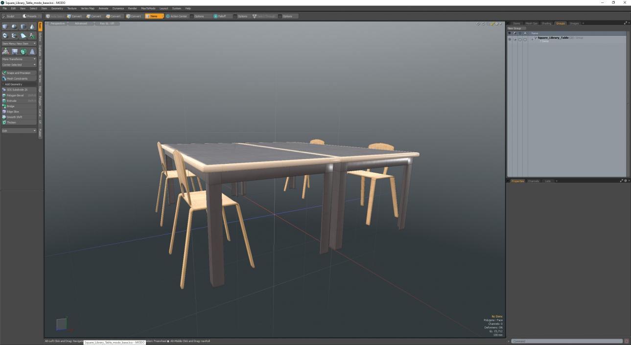 3D model Square Library Table