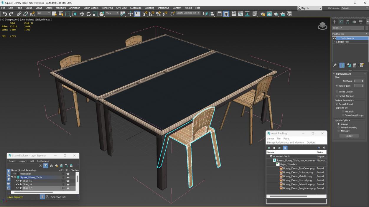 3D model Square Library Table