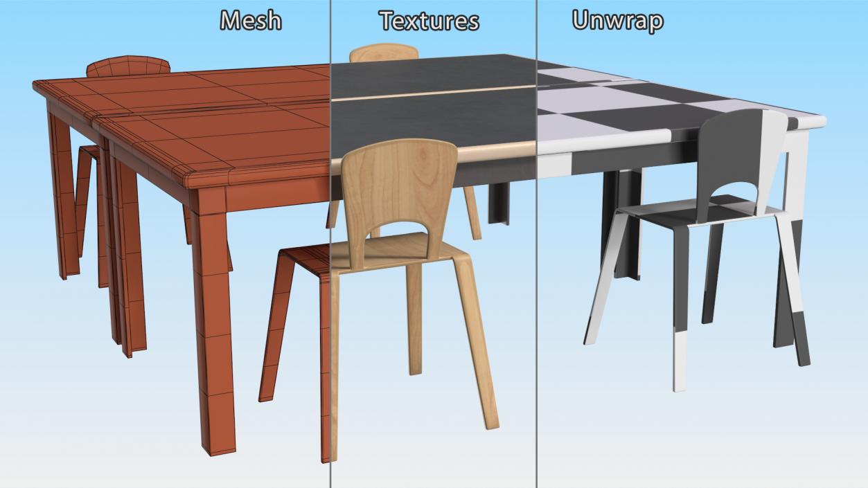 3D model Square Library Table