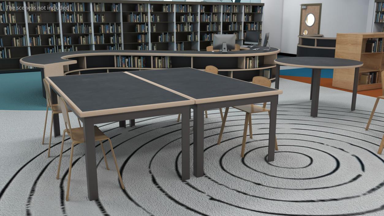 3D model Square Library Table