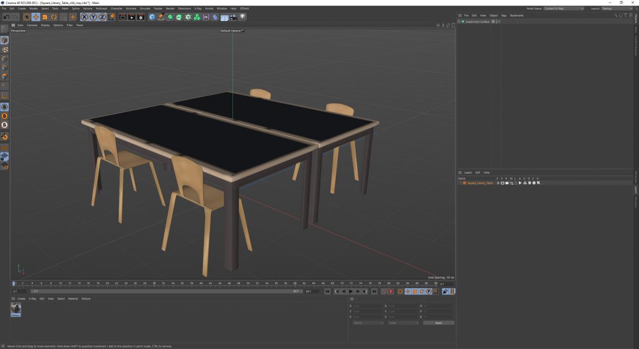 3D model Square Library Table