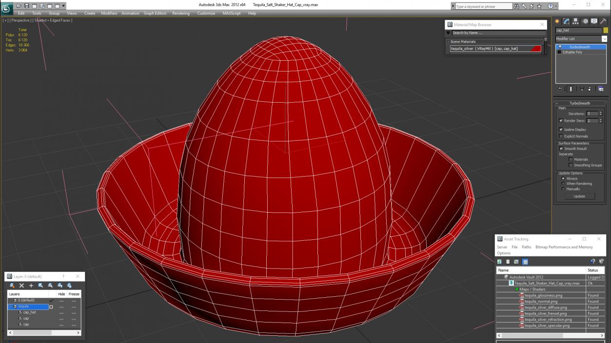 Tequila Salt Shaker Hat Cap 3D