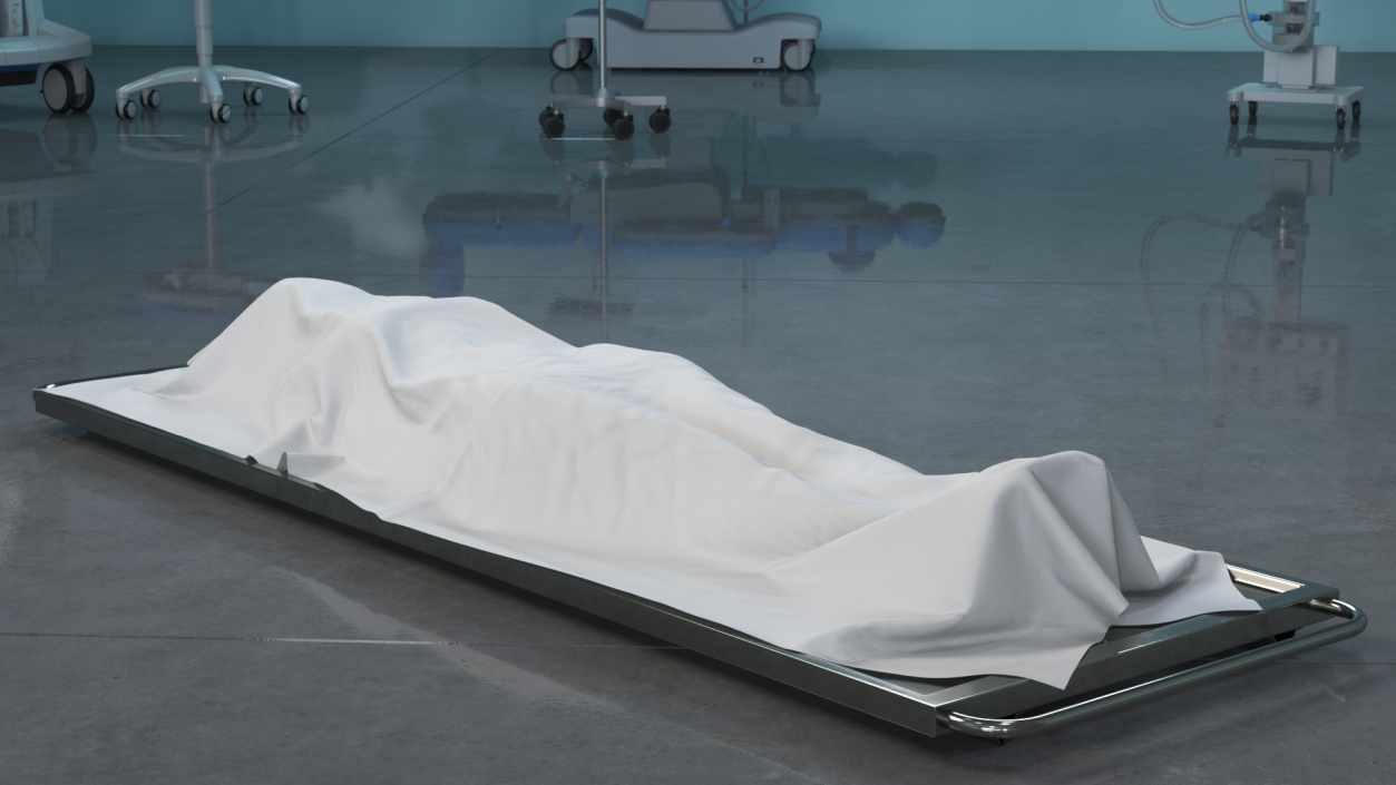 3D Dead Body Of Woman Covered with White Sheet model