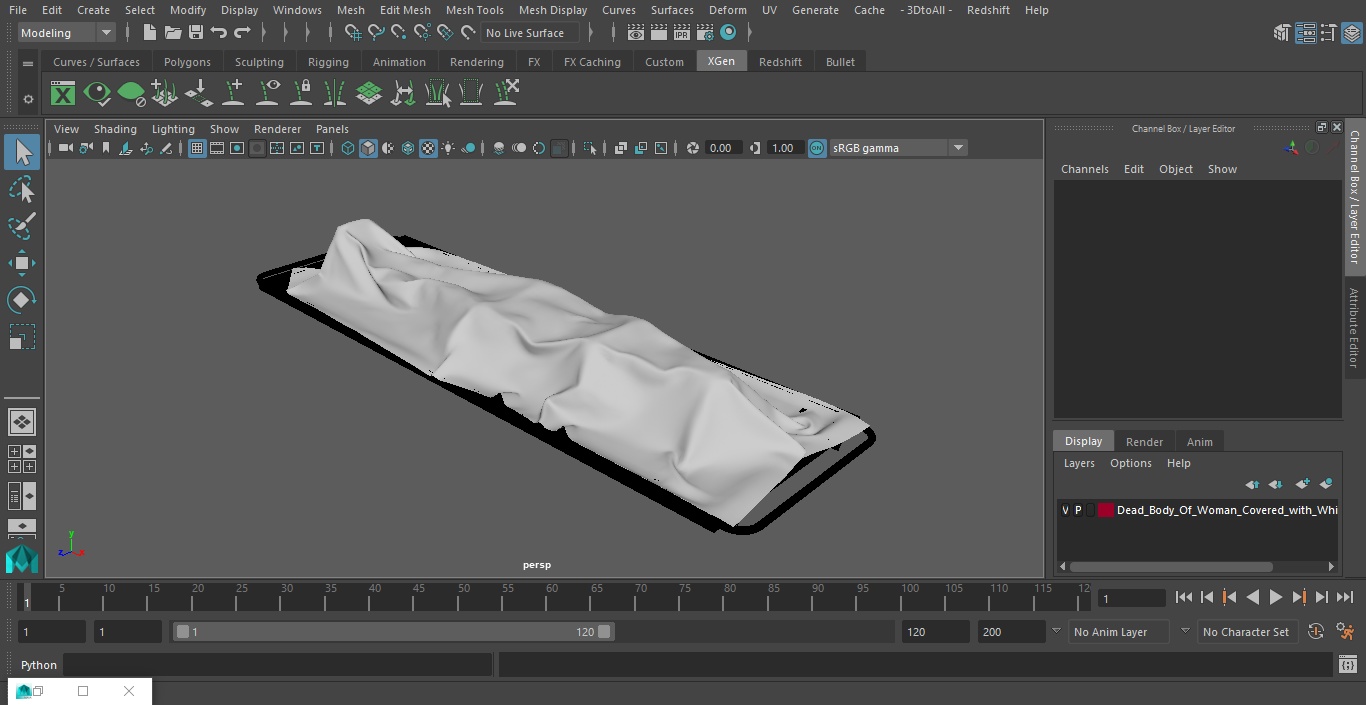 3D Dead Body Of Woman Covered with White Sheet model