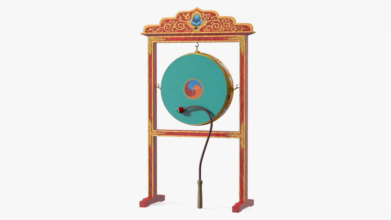 3D Buddhist Monastery Tibetan Drum