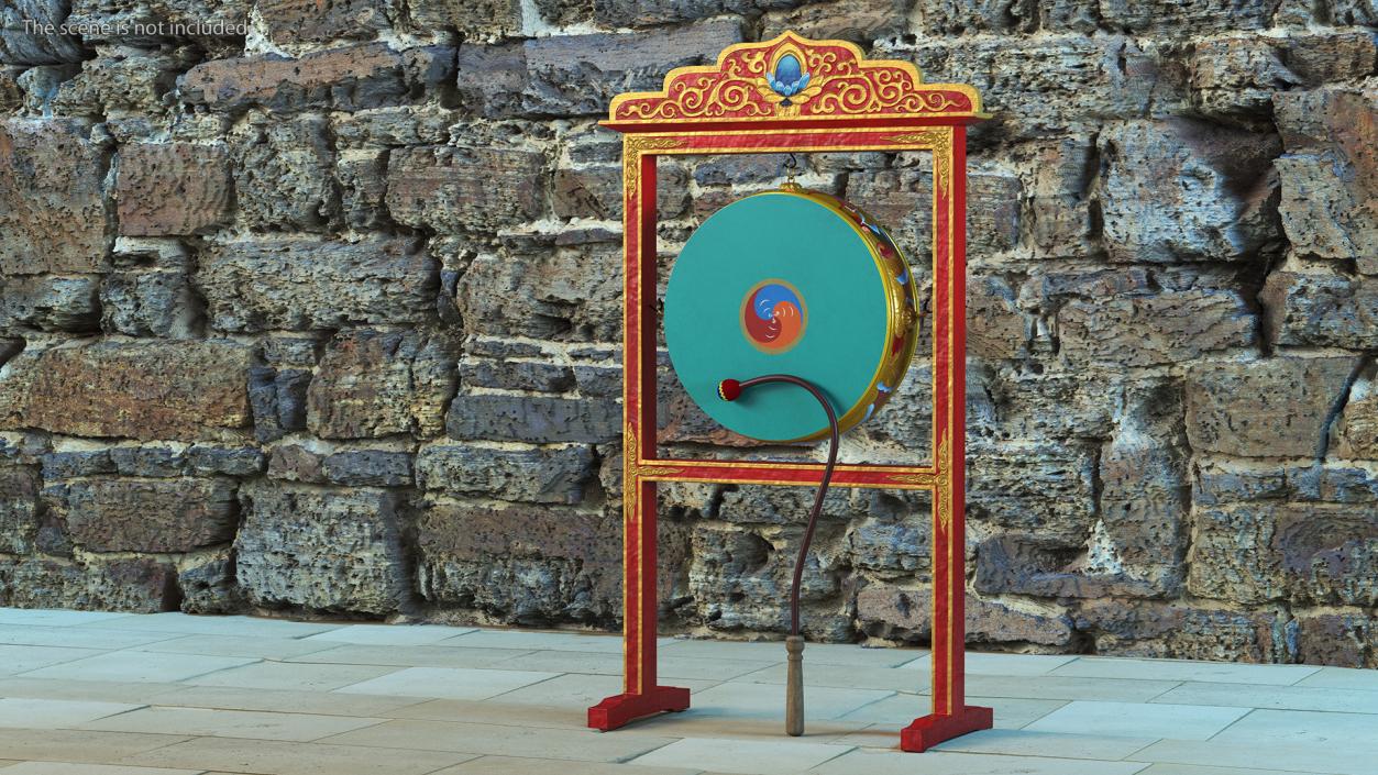 3D Buddhist Monastery Tibetan Drum