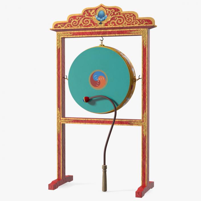 3D Buddhist Monastery Tibetan Drum